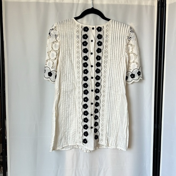 Anthropologie Floreat Veille Beaded Embroidered Peasant Top - Picture 8 of 11